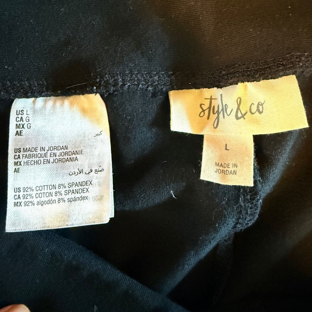 Style & Co Leggings Womens L Black Excellent Cotton Stretch High Rise - Picture 2 of 6